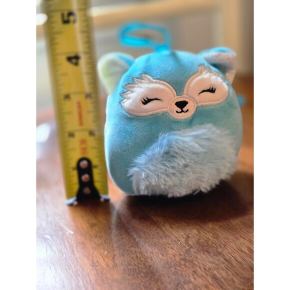 Squishmallows DABNEY THE AQUA BLUE FOX Fuzzy Belly 4" Kellytoy Plush - Picture 3 of 5